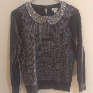 Jeweled collar J Crew wool sweater